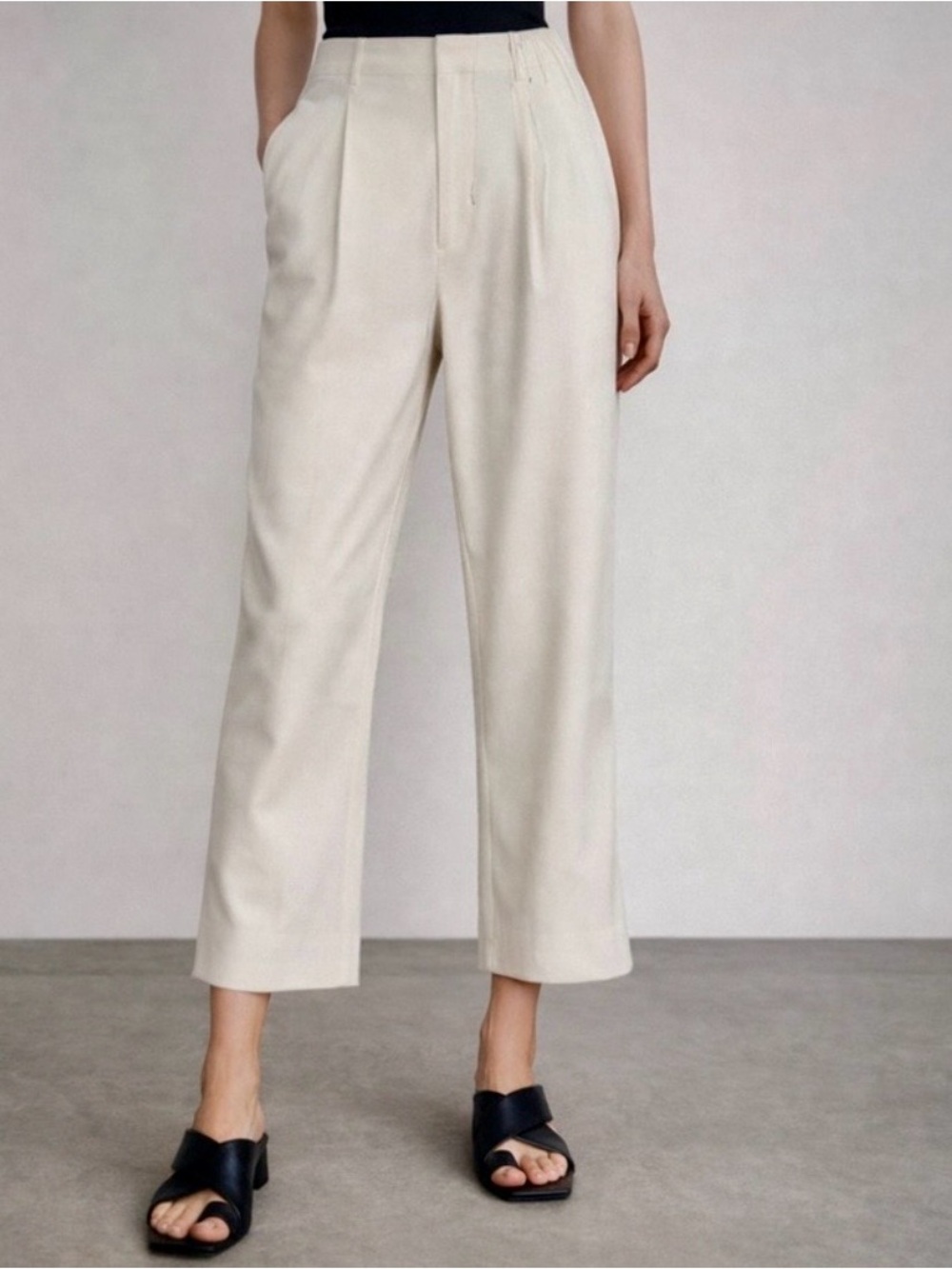 ZARA White High-Waisted Tailored Trousers | Wide Leg| Made in Spain Size L